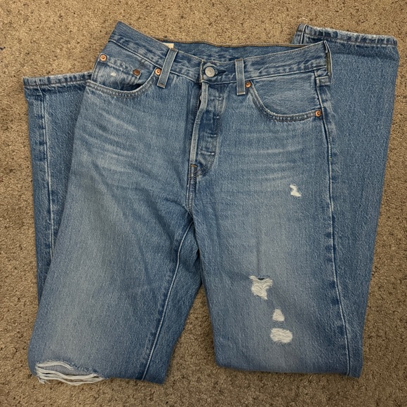 Levi’s 501 Original Distressed Denim Jeans Athens Crown Holes - Picture 9 of 16